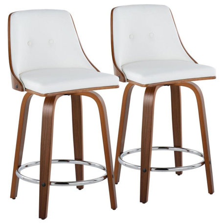 Brown Gianna 24 Fixed-Height Counter Stool - Set of 2