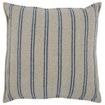 Kosas Home - Demi 20" Rectangular Throw Pillow, Natural Blue - Elevate the look and feel of your room with this linen-cotton pillow cover paired with a luxurious feather and down insert. The textured pillow has a soft feel that is comfy and inviting while also adding a beautiful touch to your living space.