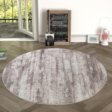 Chiara Rose Home and Kitchen Rubber Back Non-Skid/Slip Area Rug, 4'7" Round