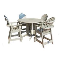 Highwood - Adirondack Hamilton 5pc Round Counter Height Outdoor Dining Set, Whitewash - Outdoor Pub And Bistro Sets