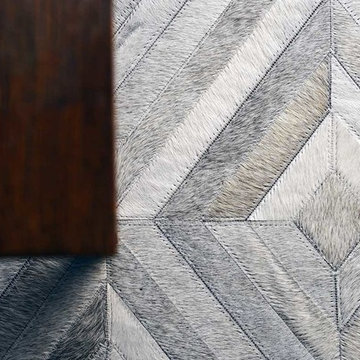 New Design - Gray Diamond Patchwork Cowhide Rug