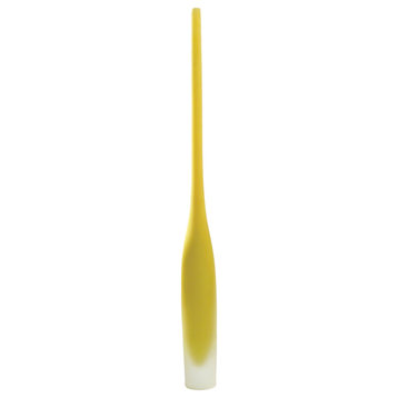 Tall Frosted Yellow Art Glass Spire Bottle Vase 26" Bright Color Modern Slim