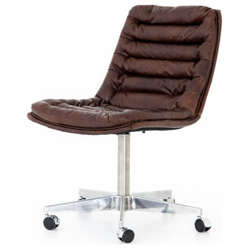 Malibu Distressed Whiskey Leather Office Desk Chair