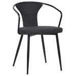 Armen Living - Charles Contemporary Dining Chair, Black Powder Coated and Black Fabric - The Armen Living Charles contemporary dining chair is an excellent choice for the modern dining room, but features a practical design that allows it to function well as additional seating in just about every room of the house. The impressive Charles is made of durable Black Powder Coated steel that assures long lasting quality for many years to come. The chair's tall back design is inclusive of armrests for added support while the straight legs of the Charles include rubber nibs, preventing the chair from damaging the floor when moved. The Charles's seat is foam padded and upholstered in rich Black Fabric. An excellent modern home choice, the Charles is certain to blend well with any home decor, providing you with both a quality product and a aesthetic home accessory.