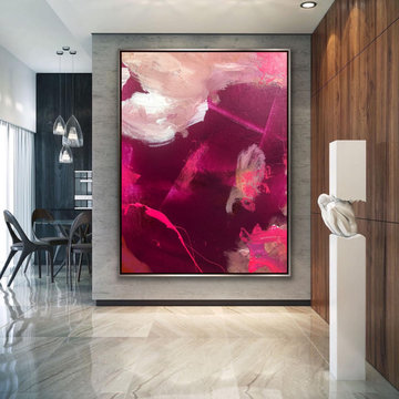 Rosy- Abstract Painting Original Contemporary pink Modern, Large minimal Artwork