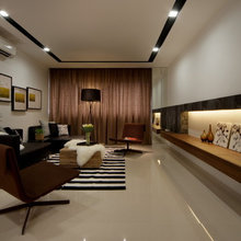 L shaped room black & white
