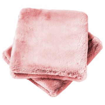 Heavy Faux Fur Throw Pillow Covers 2pcs Set, Rose Quartz, 14''x26''