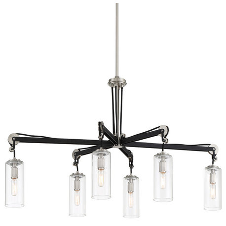 Minka Lavery 2896 Pullman Junction 6 Light 40"W Linear Chandelier - Brushed