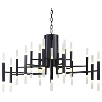 Gold/Black Postmodern LED Chandelier For Living Room, Lobby, Restaurant, Black, 36 Lights - Dia102.1xh70.1cm / Dia40.2xh27.6"