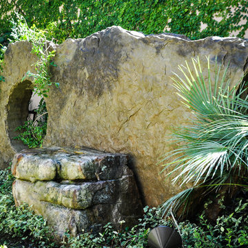 Sculpture and benches