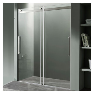 ANZZI 76 x 48 inch frameless shower door in brushed nickel