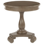 Office Star Products - Avalon Hand Painted Round Accent table, Brushed Java - Farmhouse Chic. Make your cozy conversation nook complete with this shabby chic side table. Enjoy the warm, country cottage feel of the hand painted finish, along with a decorative shiplap style plank design on the table top surface. Simply add a vase of your favorite flowers and a calming candle and you have the perfect spot for intimate chats with family and friends. Get the country farmhouse style you crave with the Avalon round accent table.