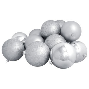 100mm Northlight 5575637 12ct Shatterproof Silver Splendor 4-Finish Christmas Ball Ornaments 4