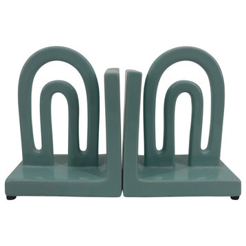 Ceramic 2-Piece Set 6" Arch Bookends, Mint