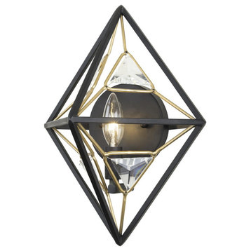 Marcia 1 Light Wall Sconce, Matte Black/French Gold