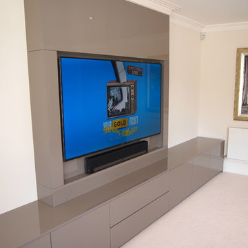North London AV, cabinets and false chimney breast