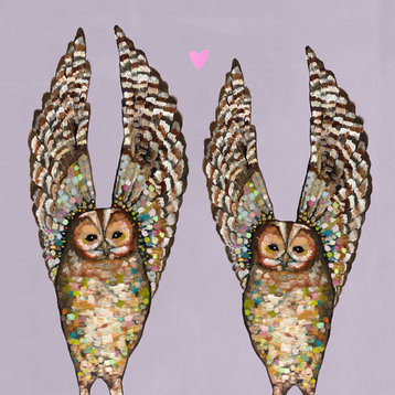 "Owl Love Lavender" Stretched Canvas Wall Art by Eli Halpin, 18"x18"