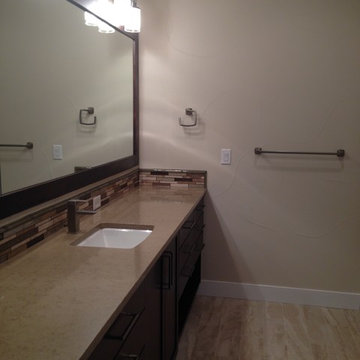 Plank Tile in and Mosaic Accented Vanity in Englewood, CO
