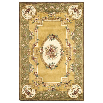 Safavieh Classic Collection CL280 Rug, Light Gold/Green, 4' X 6'
