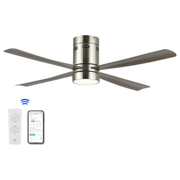 1-Light Minimalist Iron Mobile-App/Remote-Controlled 6-Speed, LED Ceiling Fan