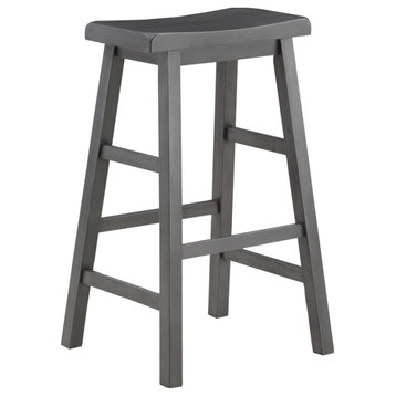 Tulsa 29" Solid Wood Saddle Stool 2-Pack in Gray Finish