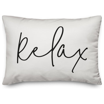 'Relax' Thin Script Outdoor Lumbar Pillow, Black