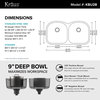 39" Undermount 50/50 Double Bowl 16 gauge Stainless Steel Kitchen Sink