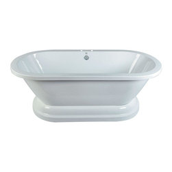 5.6 ft. Acrylic Double Ended Pedestal Tub with 7 in. Deck Holes in White - Bathtubs