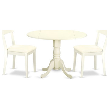 Atlin Designs 3-piece Dining Set with Leather Seat in Linen White