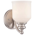 Savoy House - Melrose 1 Light Sconce, Satin Nickel - Style meets value. The Melrose wall sconce boasts chic modern lines, a white glass shade and a polished chrome finish.