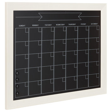 DesignOvation Beatrice Framed Magnetic Chalkboard Monthly Calendar, White, 23x29
