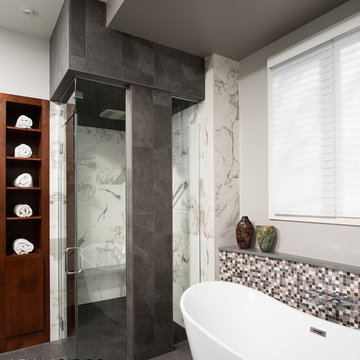 Muted Shower Tower Bath