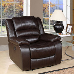 Abbyson Living - Ashlyn Collection Top Grain Italian Dark Brown Leather Recliner - Recliner Chairs