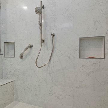 Calabasas Master Bath Remodel with Custom Storage and Marble Shower