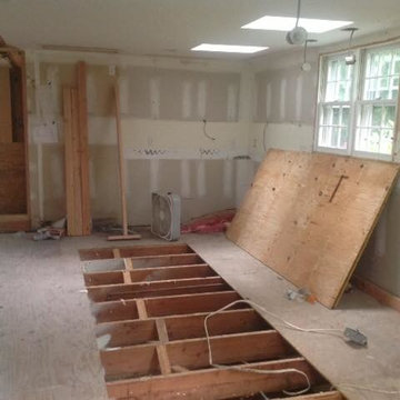 Back end of farmhouse kitchen where stove will be
