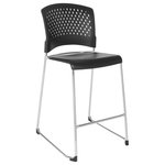 Office Star Products - Tall Stacking Chair, Plastic Seat & Back, Chrome Frame, 4-Pack, Black Check #2 - Black plastic seat and ventilated back Stacking and ganging Available in 2 (DC8658C2-3) or 4 (DC88658C4-3) Pack Chrome finished steel frame