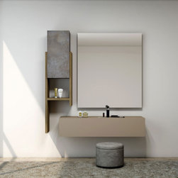 Dressing Table with Custom Storage in Stone Grey & Volcano by Inspired Elements - Dressing Tables