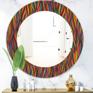 Designart Gorgeous Wave Bohemian Eclectic Frameless Oval Or Round Wall Mirror, 3