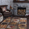 Colorblock Wildlife Novelty Lodge Pattern Multicolor Rectangle Rug, 8'x10'