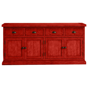 80" Rustic Sideboard Buffet, Persimmon Red