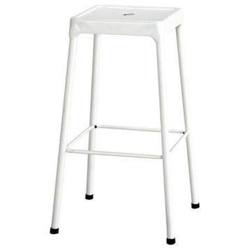 Pemberly Row 29" Metal Backless Bar Stool with Nylon Glides in White