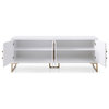 Modrest Leah Contemporary White High Gloss and Champagne Gold Buffet