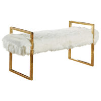 Chloe Faux Fur Upholstered Bench, White