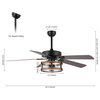 Joanna 52" 2-Light Mobile-App/Remote-Controlled Ceiling Fan, Black/Brown/Clear