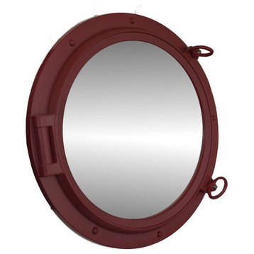 Porthole Mirror, Dark Red, 24"