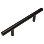 Cosmas - Cosmas 404-96FB Flat Black Slim Line Euro Style Cabinet Pull - High Quality Solid Steel Contruction
