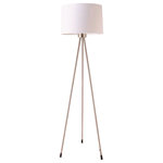 Ore International - 3 Legged White Floor Lamp - This contemporary and stylish floor lamp will brighten up your room while adding a touch of modern