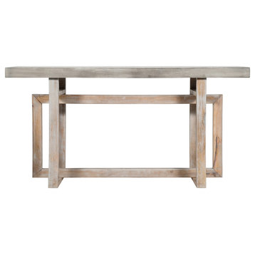 Benzara UPT-262415 59" Artisan Crafted Farmhouse Console Table, Brown