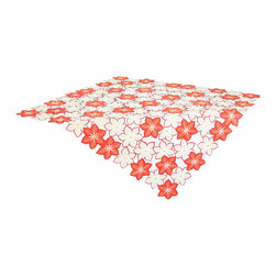 Xia Home Fashions - Candy Cane Poinsettia Embroidered Cutwork Christmas Table Topper, 36''x36'' - Tablecloths