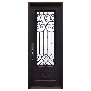 Celosa 39"x81" Wrought Iron Door, 6" Jamb, Aged Bronze Patina, Left Hand